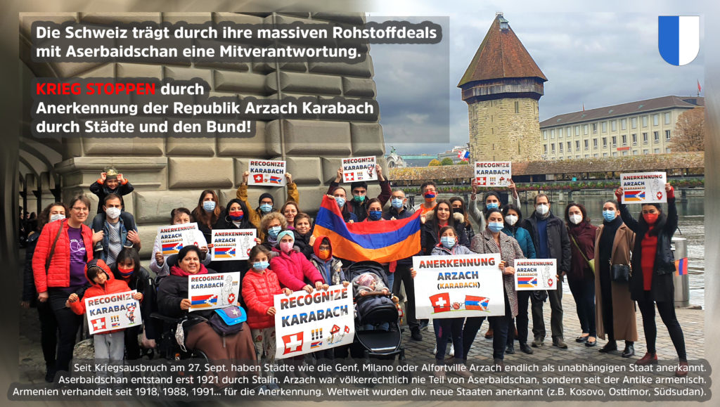 Luzern Wasserturm Recognize Artsakh Anerkennung Arzach Karabach