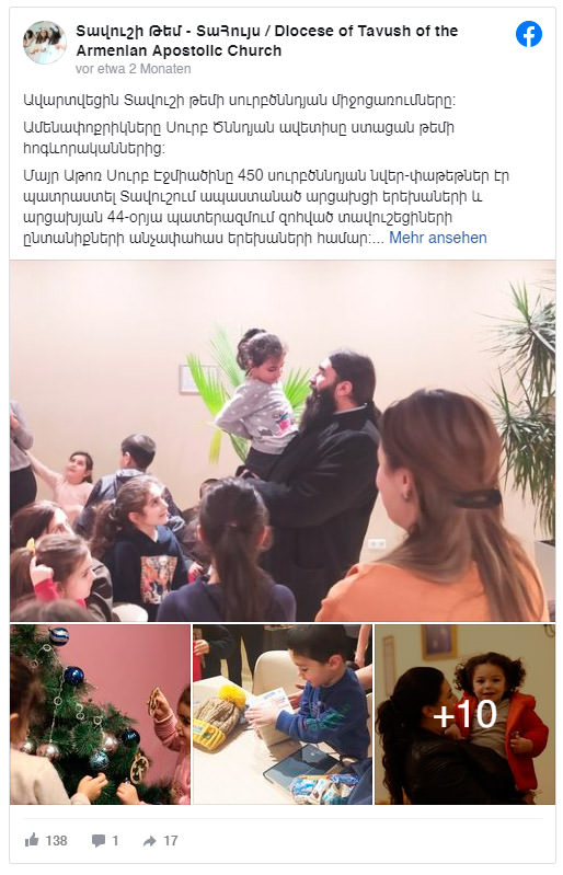 Screenshot Tavush Armenien Spende Kirche Geschenke Kinder